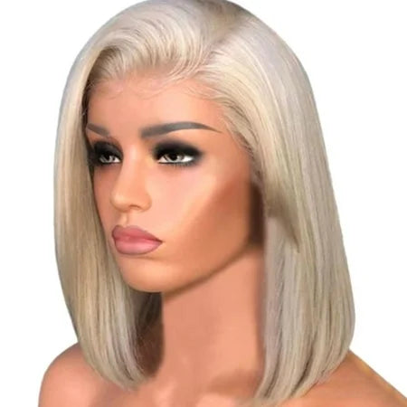 Women Short Bob Wig Front Lace Blonde Straight Artifical Hair Full Wig