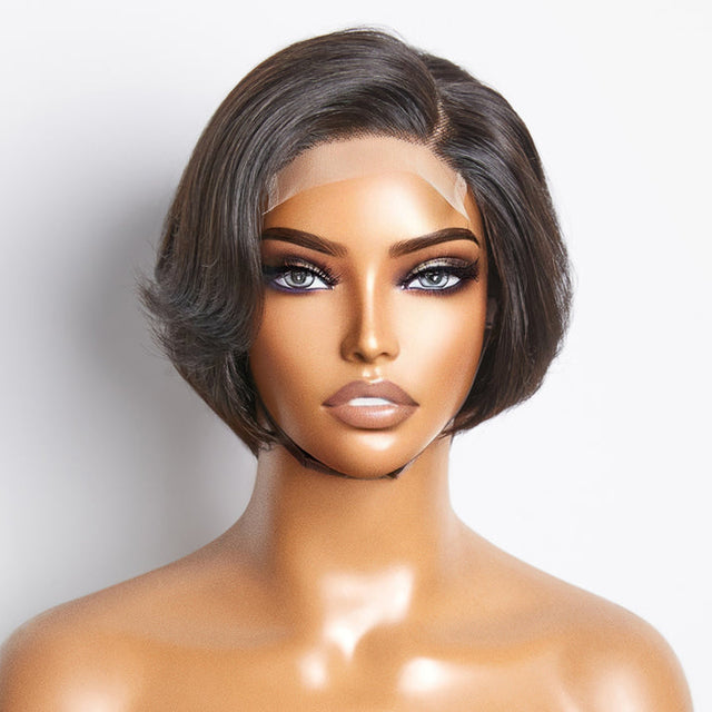 Mature Boss Glueless C Lace Bob Wigs With Swept Bangs